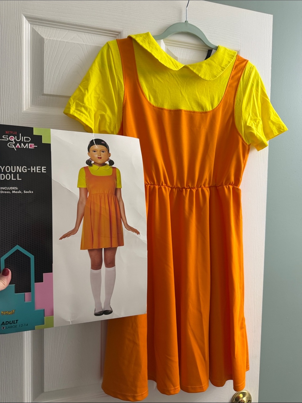 Netflix Young-Hee Costume Dress in Bright Orange and Yellow